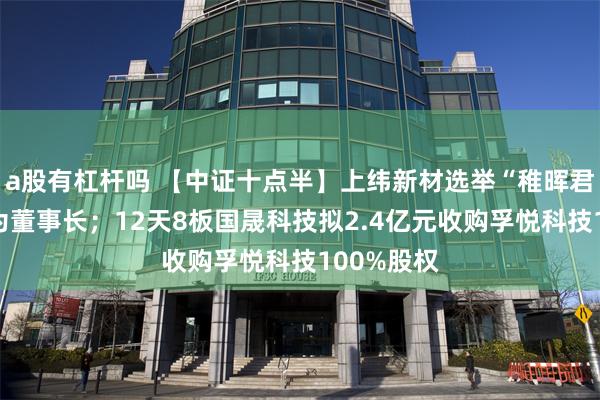 a股有杠杆吗 【中证十点半】上纬新材选举“稚晖君”彭志辉为董