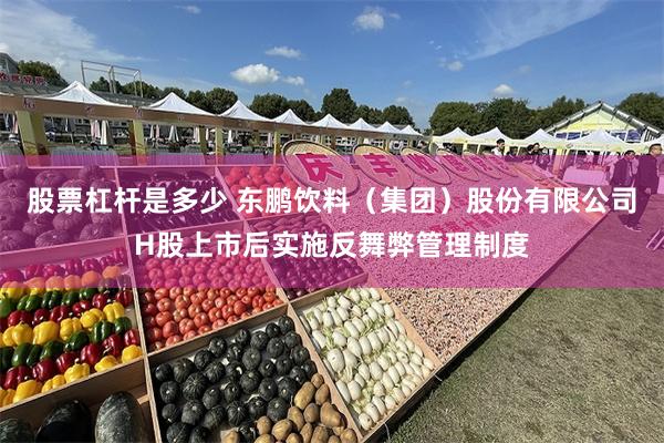 股票杠杆是多少 东鹏饮料（集团）股份有限公司H股上市后实施反舞弊管理制度